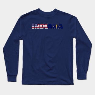 Indiana State Flag/American Flag Logo Long Sleeve T-Shirt